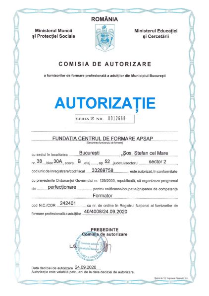 Autorizatie Formator