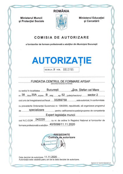 Autorizatie Expert Legislatia Muncii